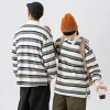 shibuyaelement Japanese streetwear brand men's striped lapel sweatshirt couple versatile casual sweatshirt jacket Specification image